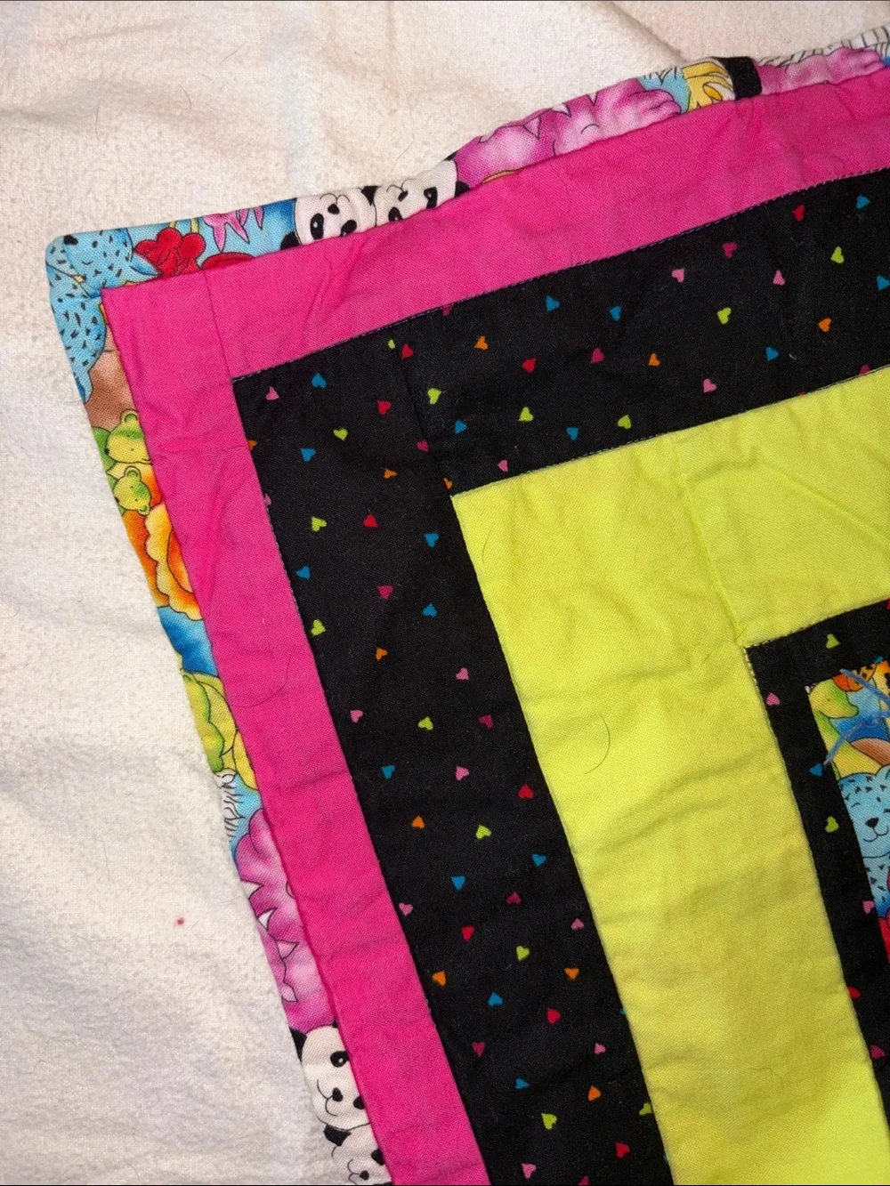 Animal Patchwork Baby Quilt Handmade 39” Square